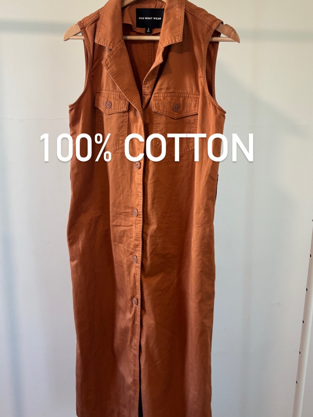 Who What Wear Rust Button-Front Maxi Dress | 100% cotton | size S